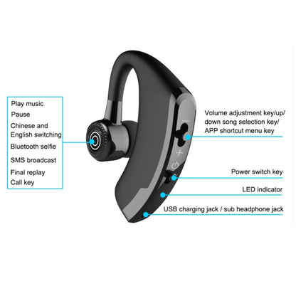 V9 Business Handsfree Wireless Bluetooth Headset CSR 4.1 with Mic for Driver Sport (Black) by buy2fix