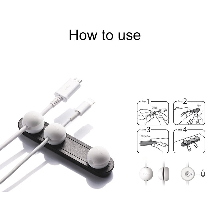 Magnetic Wire Take-up Cable Winder Magnetic Holder Desktop Storage(Black White) by buy2fix