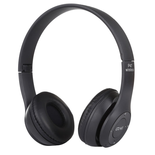 P47 Foldable Wireless Bluetooth Headphone with 3.5mm Audio Jack, Support MP3 / Call(Black) - Headset & Headphone by buy2fix | Online Shopping UK | buy2fix