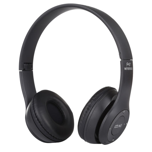 P47 Foldable Wireless Bluetooth Headphone with 3.5mm Audio Jack, Support MP3 / Call(Black) - Headset & Headphone by buy2fix | Online Shopping UK | buy2fix