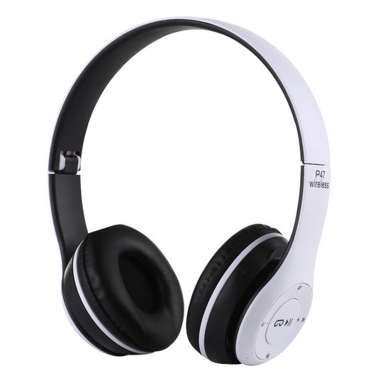 P47 Foldable Wireless Bluetooth Headphone with 3.5mm Audio Jack, Support MP3 / Call(White) - Headset & Headphone by buy2fix | Online Shopping UK | buy2fix