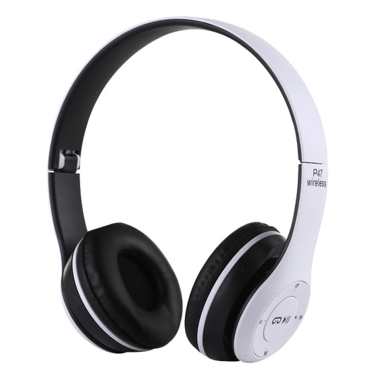 P47 Foldable Wireless Bluetooth Headphone with 3.5mm Audio Jack, Support MP3 / Call(White) - Headset & Headphone by buy2fix | Online Shopping UK | buy2fix
