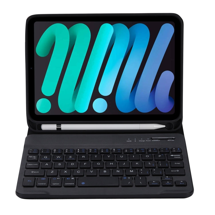 C06B Ultra-thin Candy Colors Bluetooth Keyboard Tablet Case for iPad mini 6 / mini 7 , with Stand & Pen Slot (Black) - For iPad mini by buy2fix | Online Shopping UK | buy2fix
