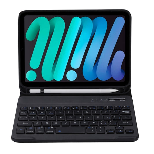C06B Ultra-thin Candy Colors Bluetooth Keyboard Tablet Case for iPad mini 6 / mini 7 , with Stand & Pen Slot (Black) - For iPad mini by buy2fix | Online Shopping UK | buy2fix