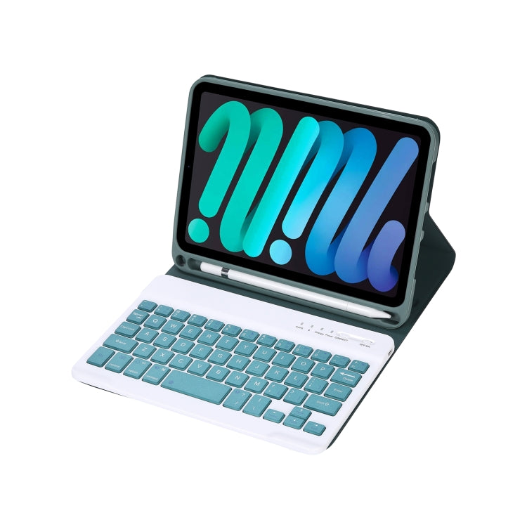 C06B Ultra-thin Candy Colors Bluetooth Keyboard Tablet Case for iPad mini 6 / mini 7 , with Stand & Pen Slot (Dark Green) - For iPad mini by buy2fix | Online Shopping UK | buy2fix