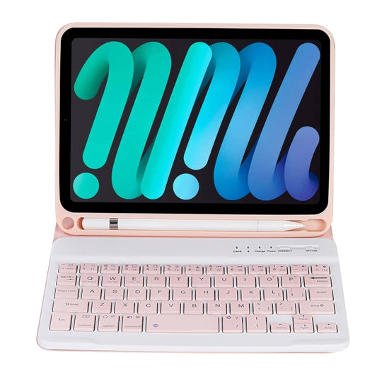 C06B Ultra-thin Candy Colors Bluetooth Keyboard Tablet Case for iPad mini 6 / mini 7 , with Stand & Pen Slot (Pink) - For iPad mini by buy2fix | Online Shopping UK | buy2fix
