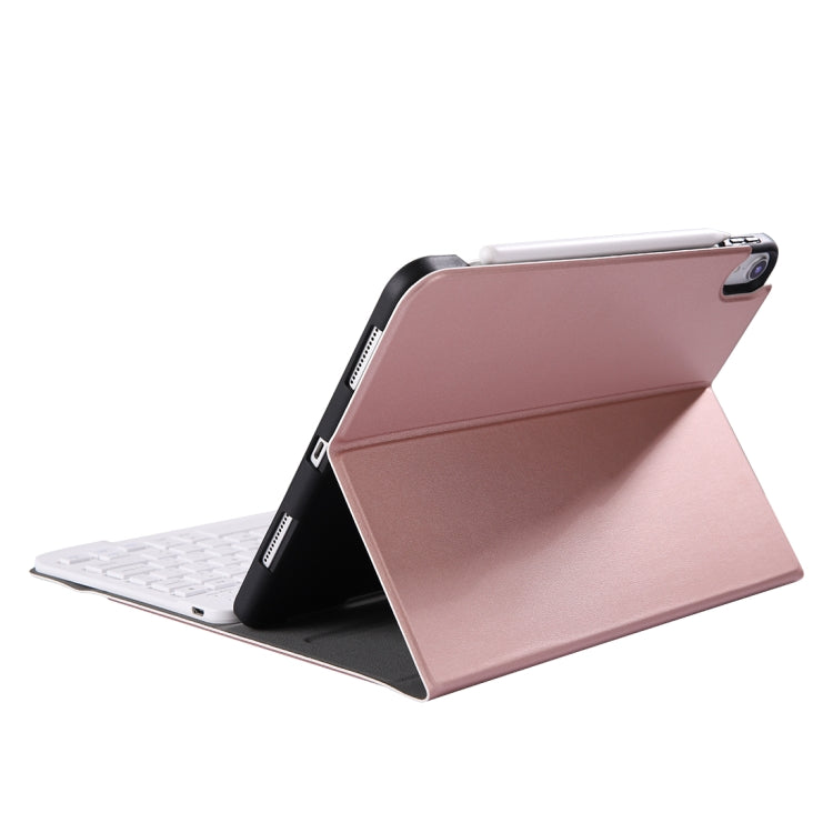 A11B Bluetooth 3.0 Ultra-thin ABS Detachable Bluetooth Keyboard Leather Tablet Case for iPad Air 4 / Air 5 / Pro 11 inch 2022 / 2021 / 2020 / 2018, with Pen Slot & Holder (Rose Gold) - For iPad Pro by buy2fix | Online Shopping UK | buy2fix