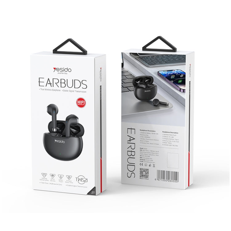 Yesido TWS21 Bluetooth 5.3 TWS Wireless Bluetooth Earphone (Black) by Yesido