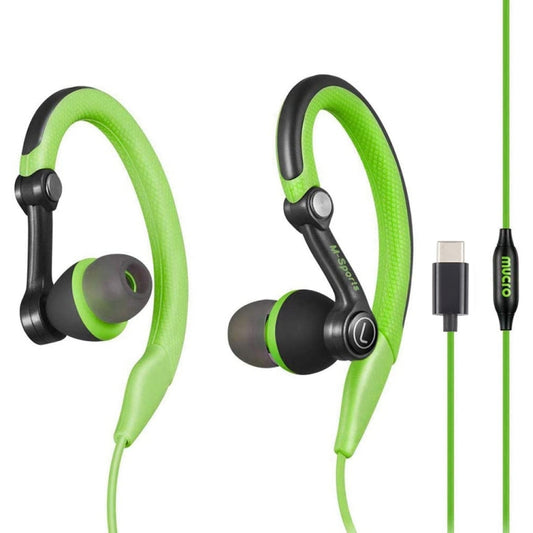 Mucro Type-C Plug In-Ear Sport Earhook Wired Stereo Headphones for Jogging Gym (Green) - Type-C Earphone by Mucro | Online Shopping UK | buy2fix