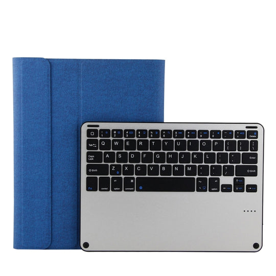 3018 Detachable Bluetooth 3.0 Aluminum Alloy Keyboard + Imitation Cloth Texture Leather Tablet Case for iPad Air / Air 2 / iPad Pro 9.7 inch, with Sleep / Water Repellent Function(Blue)