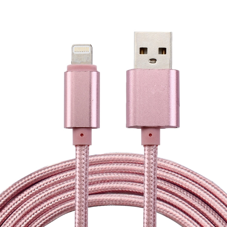 2m Woven Style Metal Head 84 Cores 8 Pin to USB 2.0 Data / Charger Cable(Rose Gold) by buy2fix