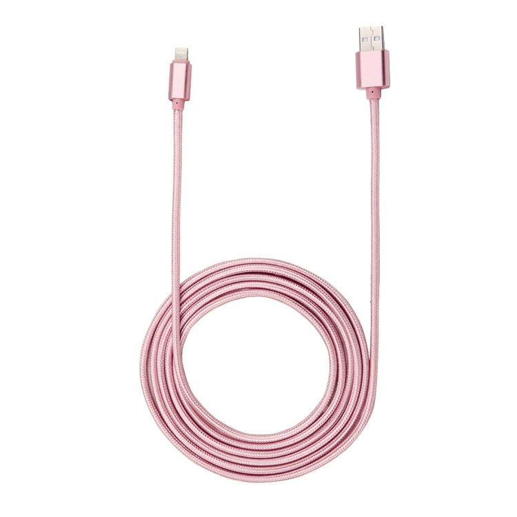 2m Woven Style Metal Head 84 Cores 8 Pin to USB 2.0 Data / Charger Cable(Rose Gold) by buy2fix