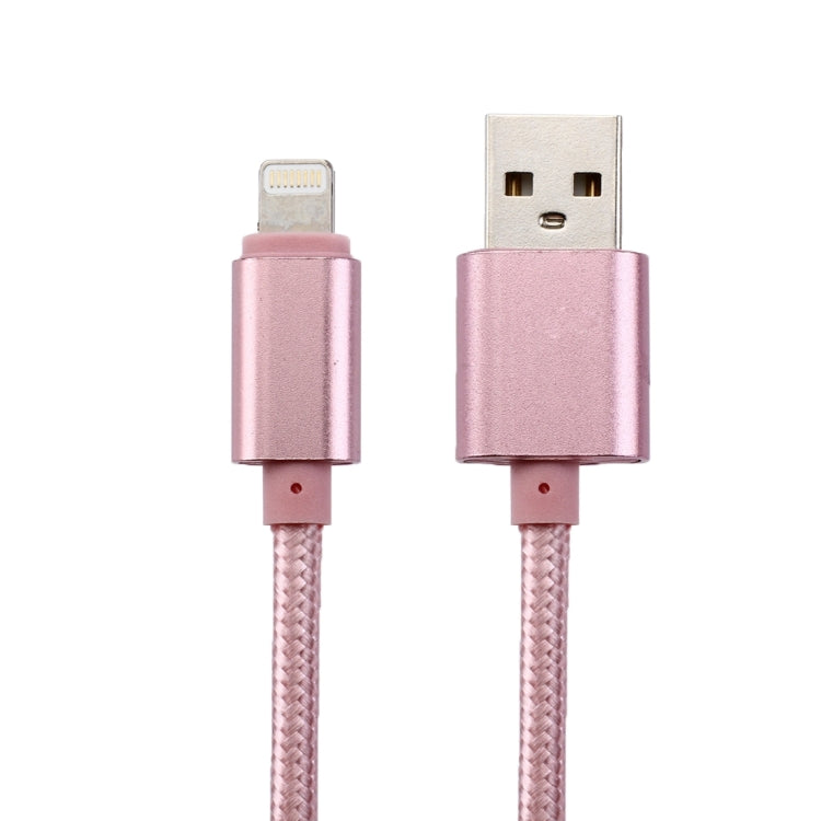2m Woven Style Metal Head 84 Cores 8 Pin to USB 2.0 Data / Charger Cable(Rose Gold) by buy2fix