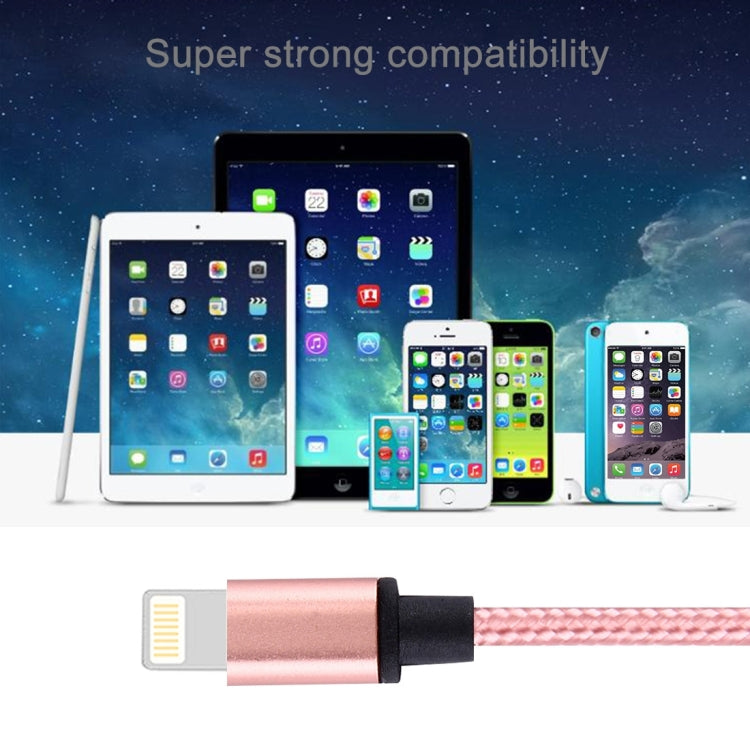 1m Woven Style Metal Head 58 Cores 8 Pin to USB 2.0 Data / Charger Cable(Magenta) by buy2fix