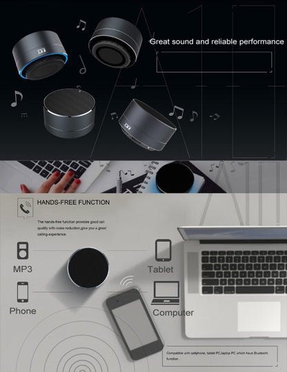 A10 Mini Portable Bluetooth Speaker Built-in MIC & LED, Support Hands-free Calls & TF Card(Silver) - Desktop Speaker by buy2fix | Online Shopping UK | buy2fix