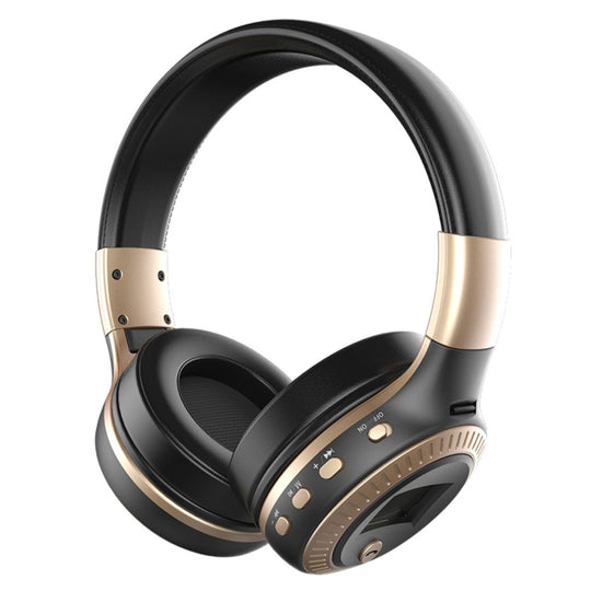 Zealot B19 Folding Headband Bluetooth Stereo Music Headset with Display for iPhone, Galaxy, Huawei, Xiaomi, LG, HTC and Other Smart Phones(Gold)