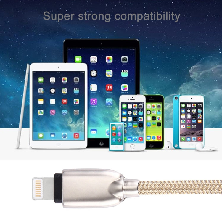 1m Woven 108 Copper Cores 8 Pin to USB Data Sync Charging Cable for iPhone, iPad(Gold) by buy2fix