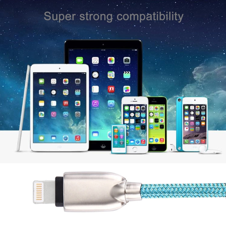 1m Woven 108 Copper Cores 8 Pin to USB Data Sync Charging Cable for iPhone, iPad(Blue) by buy2fix