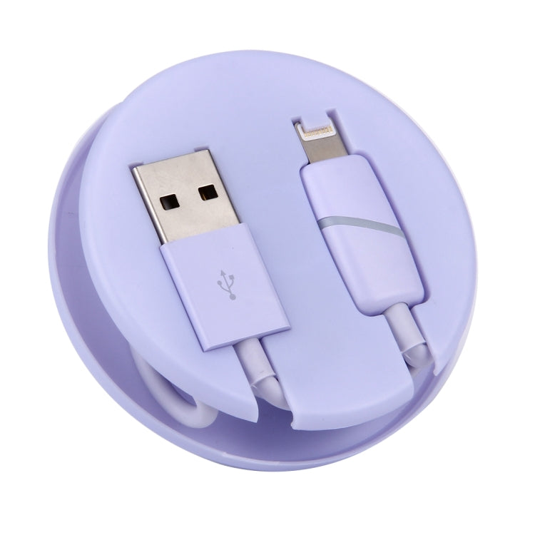 1m Circular Bobbin Gift Box Style 8 Pin to USB Data Sync Cable with Indicator for iPhone, iPad(Purple) by buy2fix