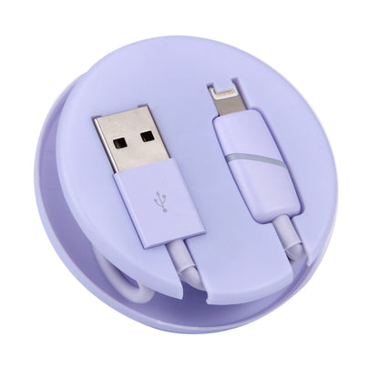 1m Circular Bobbin Gift Box Style 8 Pin to USB Data Sync Cable with Indicator for iPhone, iPad(Purple) by buy2fix