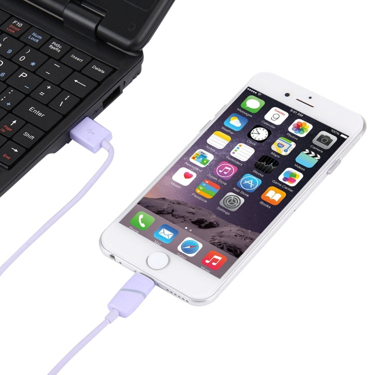 1m Circular Bobbin Gift Box Style 8 Pin to USB Data Sync Cable with Indicator for iPhone, iPad(Purple) by buy2fix