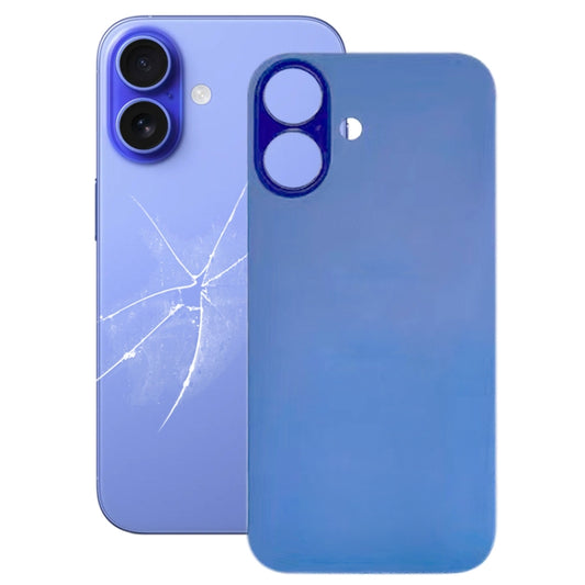 For iPhone 16 Plus Easy Replacement Big Camera Hole Glass Back Battery Cover(Blue) by buy2fix