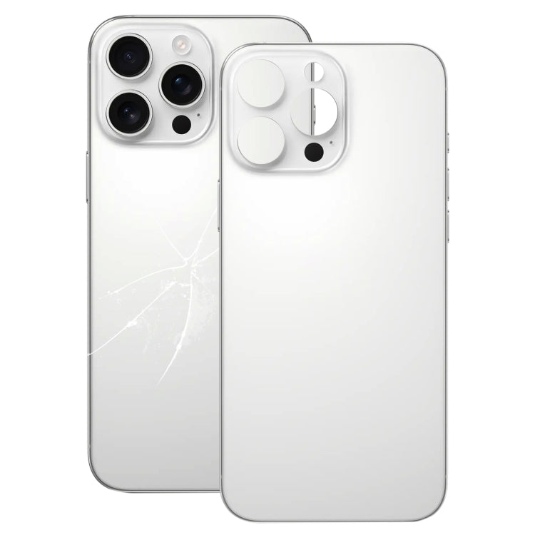 For iPhone 16 Pro Max Easy Replacement Big Camera Hole Glass Back Battery Cover(White) by buy2fix