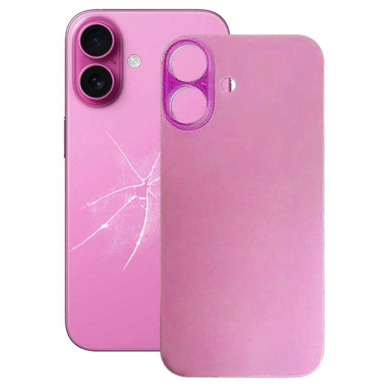 For iPhone 16 Easy Replacement Big Camera Hole Glass Back Battery Cover(Pink) - Back Cover by buy2fix | Online Shopping UK | buy2fix