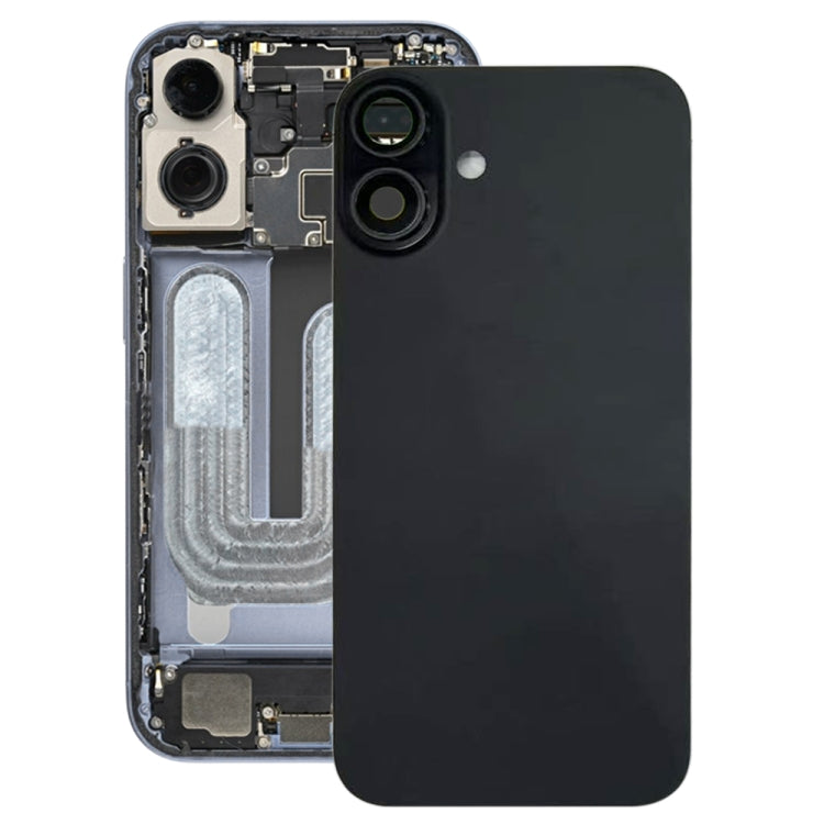 For iPhone 16 Plus Battery Back Cover with Camera Lens Cover(Black) by buy2fix