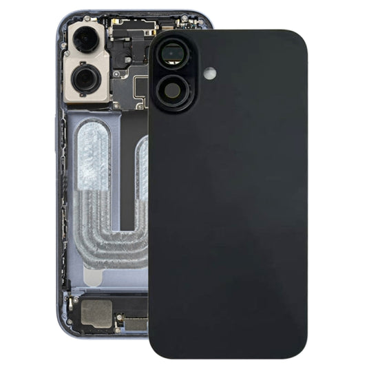 For iPhone 16 Plus Battery Back Cover with Camera Lens Cover(Black) - Back Cover by buy2fix | Online Shopping UK | buy2fix