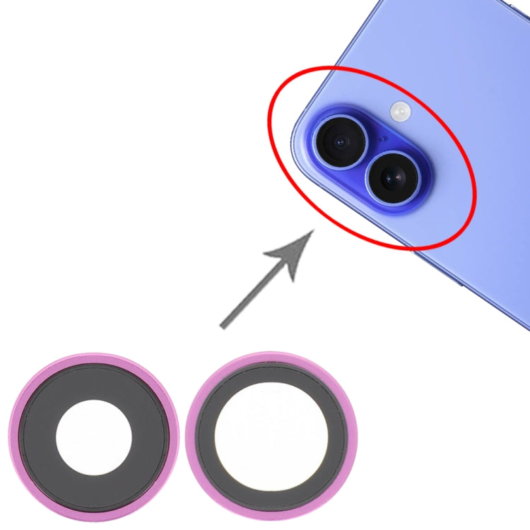 For iPhone 16 / 16 Plus Rear Camera Lens Cover (Pink) by buy2fix