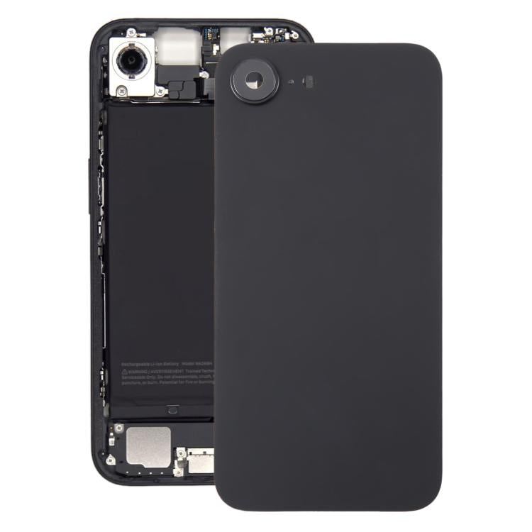 For iPhone 16e Glass Battery Back Cover with Camera Lens Cover(Black) -  by buy2fix | Online Shopping UK | buy2fix