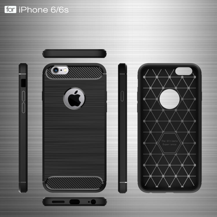 For iPhone 6 Plus & 6s Plus Brushed Texture Fiber TPU Rugged Armor Protective Case(Black) by buy2fix