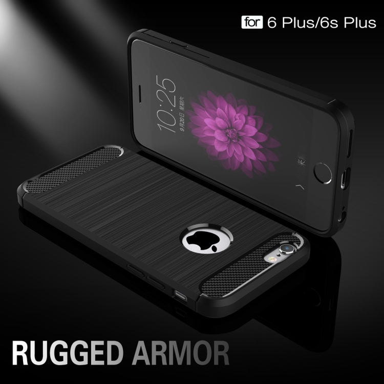 For iPhone 6 Plus & 6s Plus Brushed Texture Fiber TPU Rugged Armor Protective Case(Black) by buy2fix