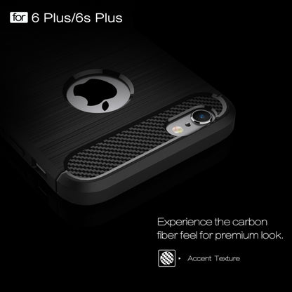 For iPhone 6 Plus & 6s Plus Brushed Texture Fiber TPU Rugged Armor Protective Case(Black) by buy2fix