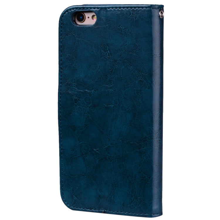 For iPhone 6 Plus & 6s Plus Business Style Oil Wax Texture Horizontal Flip Leather Case with Holder & Card Slots & Wallet (Blue) by buy2fix