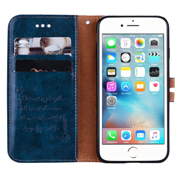 For iPhone 6 Plus & 6s Plus Business Style Oil Wax Texture Horizontal Flip Leather Case with Holder & Card Slots & Wallet (Blue) by buy2fix