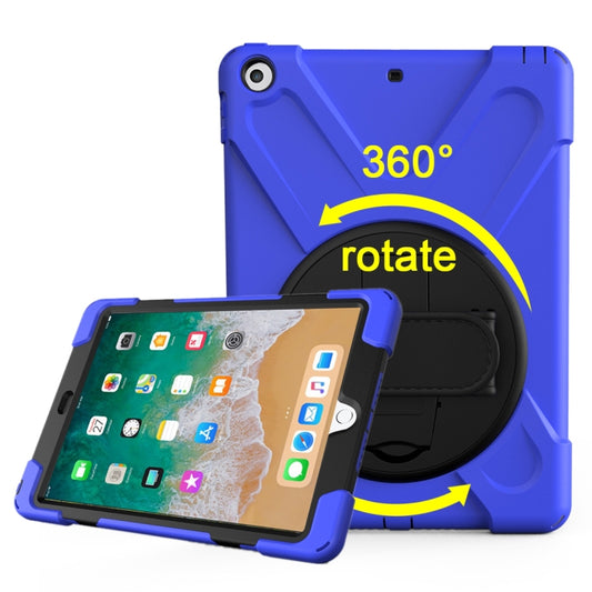 For iPad 9.7 (2018) & iPad 9.7 (2017) 360 Degree Rotation PC + Silicone Protective Case with Holder & Hand-strap(Dark Blue) - iPad 9.7 (2018) & (2017) Cases by buy2fix | Online Shopping UK | buy2fix
