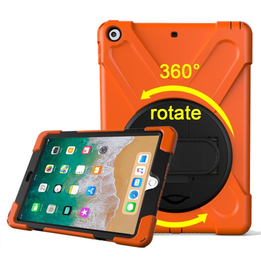 For iPad 9.7 inch (2017) 360 Degree Rotation PC + Silicone Protective Case with Holder & Hand-strap(Orange) - iPad 9.7 (2018) & (2017) Cases by buy2fix | Online Shopping UK | buy2fix
