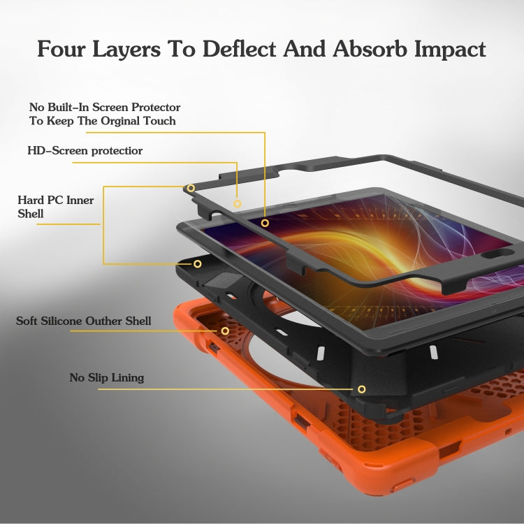 For iPad 9.7 inch (2017) 360 Degree Rotation PC + Silicone Protective Case with Holder & Hand-strap(Orange) - iPad 9.7 (2018) & (2017) Cases by buy2fix | Online Shopping UK | buy2fix