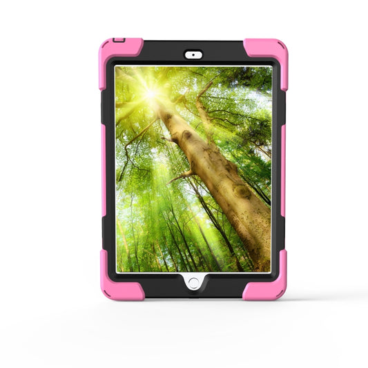 For iPad 9.7 (2018) & iPad 9.7 (2017) 360 Degree Rotation PC + Silicone Protective Case with Holder & Hand-strap(Pink) - iPad 9.7 (2018) & (2017) Cases by buy2fix | Online Shopping UK | buy2fix