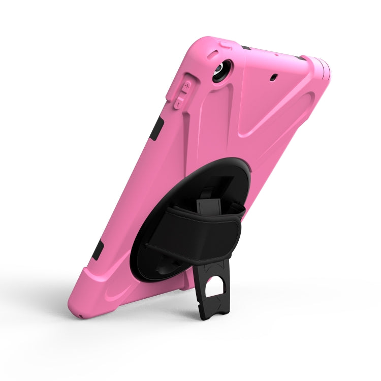 For iPad 9.7 (2018) & iPad 9.7 (2017) 360 Degree Rotation PC + Silicone Protective Case with Holder & Hand-strap(Pink) - iPad 9.7 (2018) & (2017) Cases by buy2fix | Online Shopping UK | buy2fix