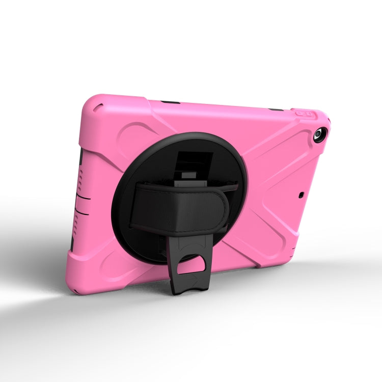 For iPad 9.7 (2018) & iPad 9.7 (2017) 360 Degree Rotation PC + Silicone Protective Case with Holder & Hand-strap(Pink) - iPad 9.7 (2018) & (2017) Cases by buy2fix | Online Shopping UK | buy2fix