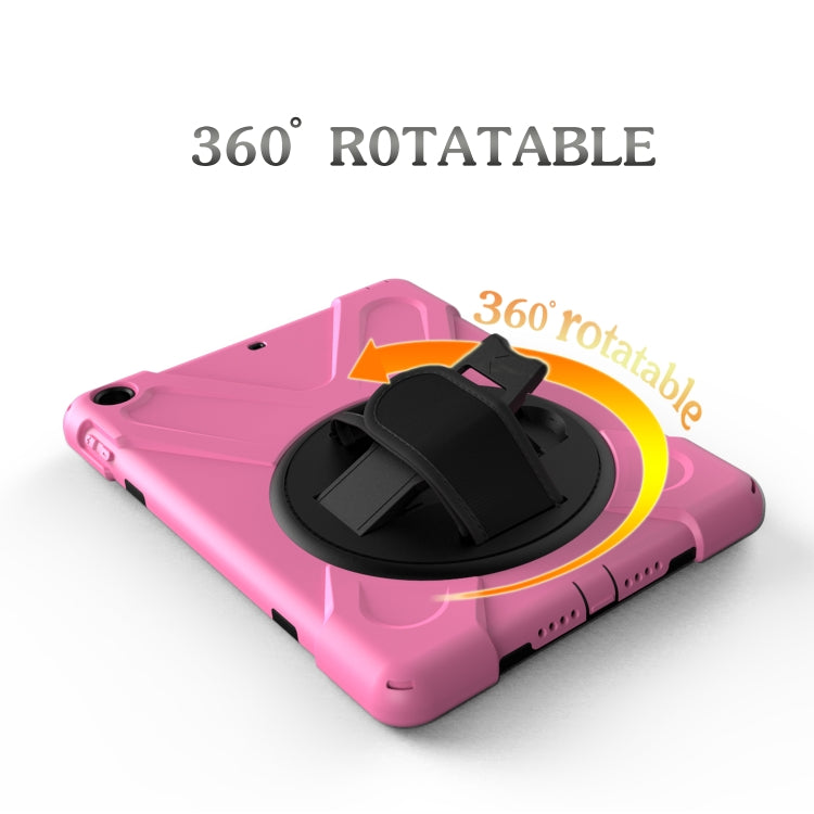 For iPad 9.7 (2018) & iPad 9.7 (2017) 360 Degree Rotation PC + Silicone Protective Case with Holder & Hand-strap(Pink) - iPad 9.7 (2018) & (2017) Cases by buy2fix | Online Shopping UK | buy2fix