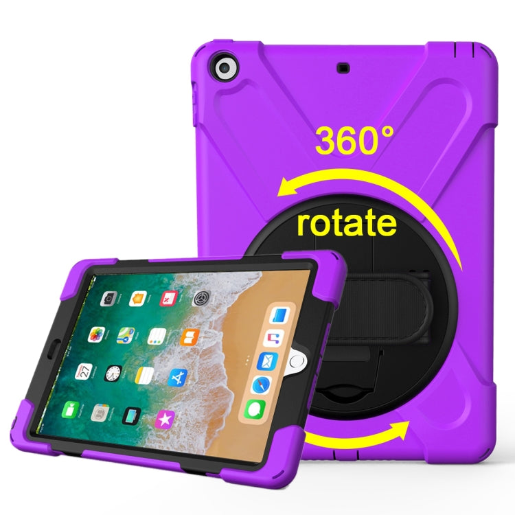 For iPad 9.7 (2018) & iPad 9.7 (2017) 360 Degree Rotation PC + Silicone Protective Case with Holder & Hand-strap(Purple) - iPad 9.7 (2018) & (2017) Cases by buy2fix | Online Shopping UK | buy2fix