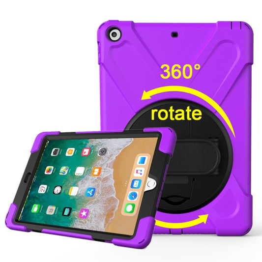For iPad 9.7 (2018) & iPad 9.7 (2017) 360 Degree Rotation PC + Silicone Protective Case with Holder & Hand-strap(Purple) - iPad 9.7 (2018) & (2017) Cases by buy2fix | Online Shopping UK | buy2fix