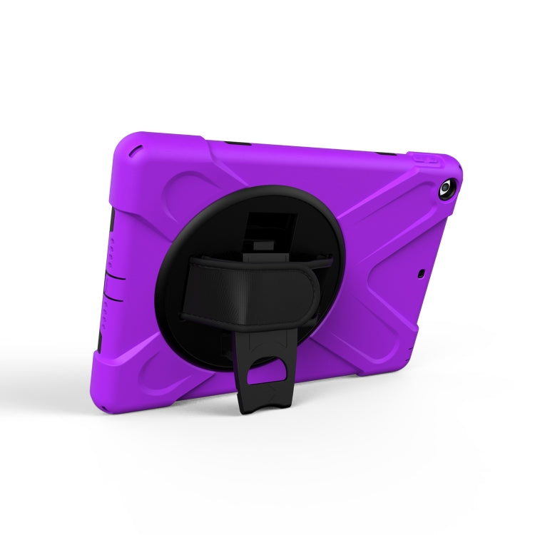 For iPad 9.7 (2018) & iPad 9.7 (2017) 360 Degree Rotation PC + Silicone Protective Case with Holder & Hand-strap(Purple) - iPad 9.7 (2018) & (2017) Cases by buy2fix | Online Shopping UK | buy2fix