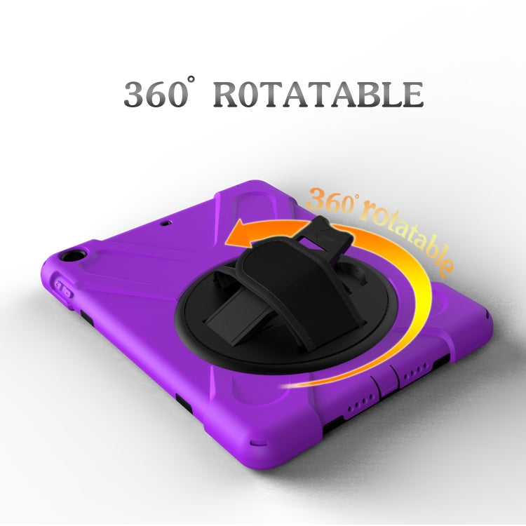 For iPad 9.7 (2018) & iPad 9.7 (2017) 360 Degree Rotation PC + Silicone Protective Case with Holder & Hand-strap(Purple) - iPad 9.7 (2018) & (2017) Cases by buy2fix | Online Shopping UK | buy2fix