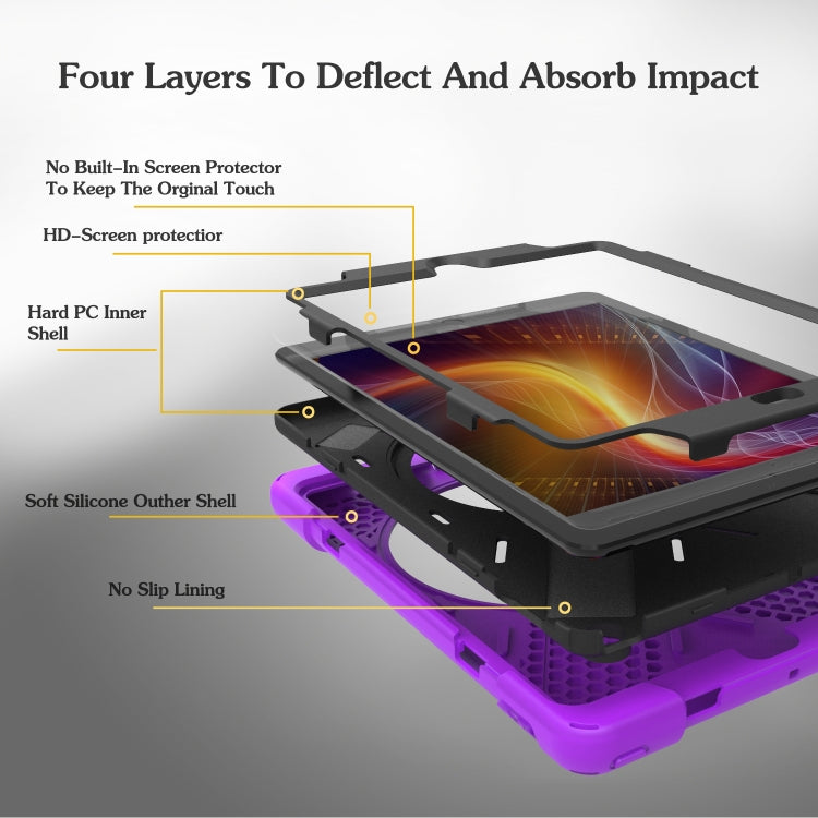 For iPad 9.7 (2018) & iPad 9.7 (2017) 360 Degree Rotation PC + Silicone Protective Case with Holder & Hand-strap(Purple) - iPad 9.7 (2018) & (2017) Cases by buy2fix | Online Shopping UK | buy2fix
