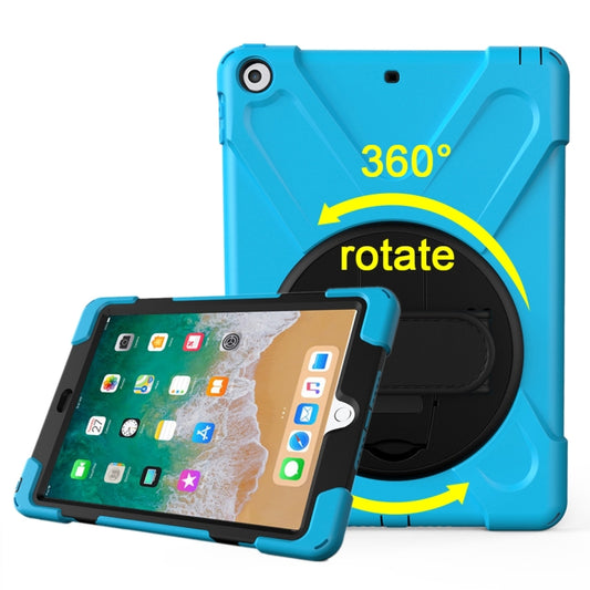 For iPad 9.7 (2018) & iPad 9.7 (2017) 360 Degree Rotation PC + Silicone Protective Case with Holder & Hand-strap(Baby Blue) - iPad 9.7 (2018) & (2017) Cases by buy2fix | Online Shopping UK | buy2fix